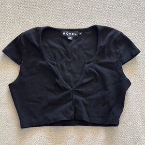 Motel Black Cropped Top
